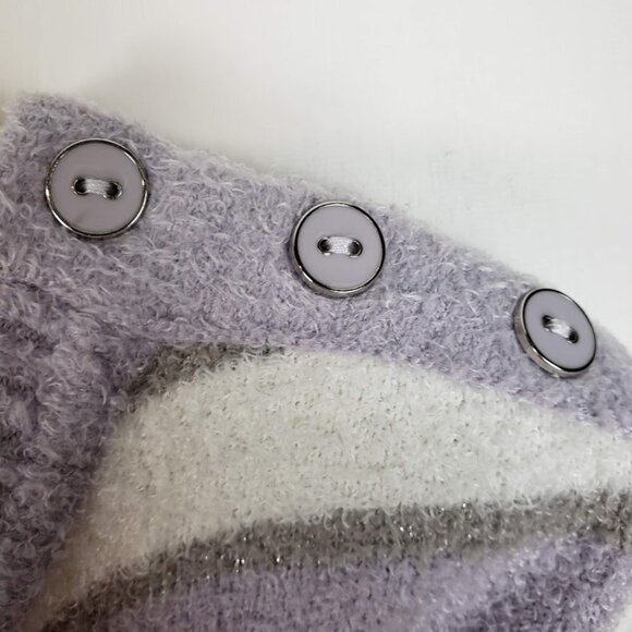 Barefoot Dreams CozyChic Lite Crew Neck Sweater Purple Stripe Womens Size Small - Picture 4 of 8